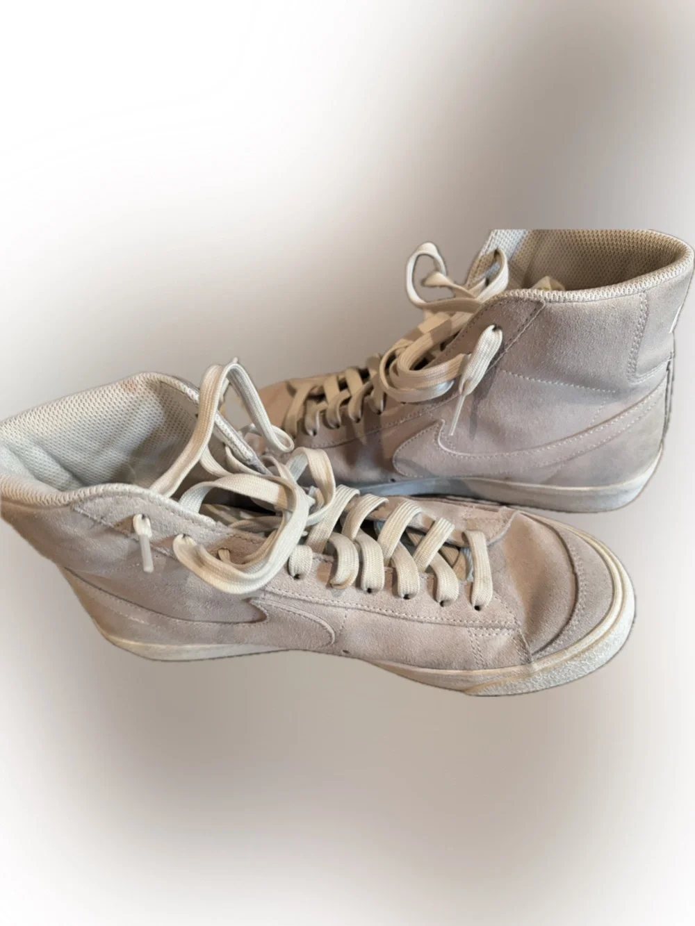 Nike Women’s High-Top Suede Sneakers in Pale Pink and Off-White